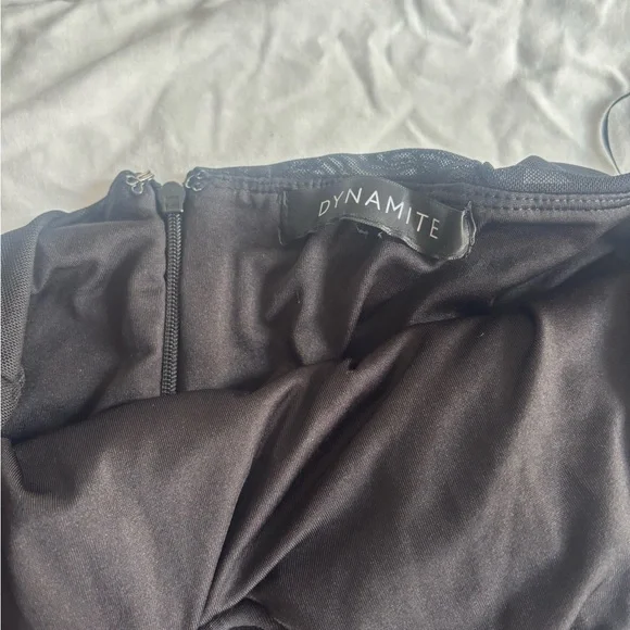 Dynamite Black Ruched Mini Dress - Picture 2 of 2